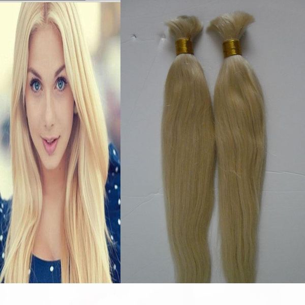 

200g pearl pre-colored brazilian straight human hair bulk for braiding 2 bundle 613 bleach blonde bulk hair braids hair extension deal, Black