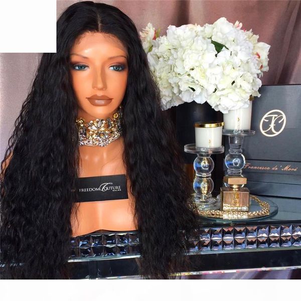 

glueless full lace human hair wigs water wave lace front wigs for black woman malaysia virgin hair full lace wigs with baby hair, Black;brown
