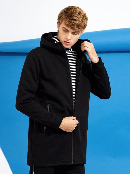 

men slant pockets drawstring hooded thermal lined coat o6c0#, Black;brown