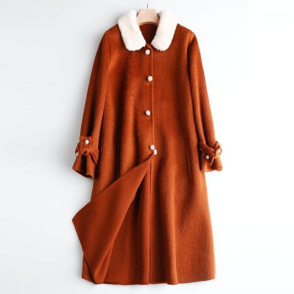 

wool genuine collar coat korean simple female jackets soft fall clothes for women 2020 casacos feminino zjt6591, Black