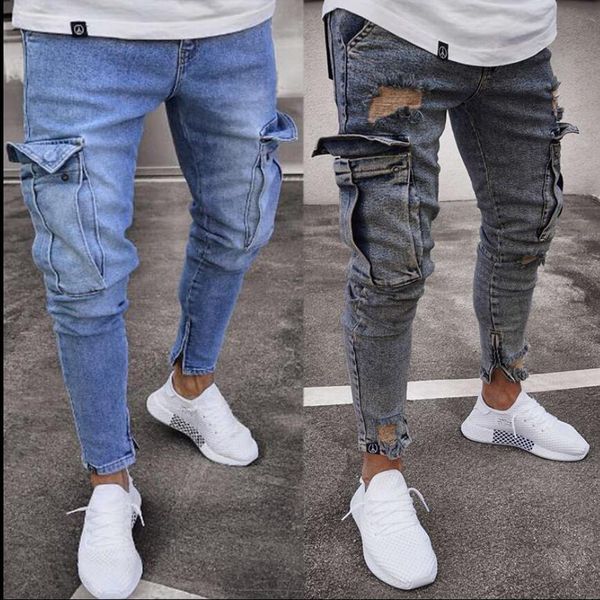 

2020 men new pocket fashion jeans scratchy pants election belt big size singing trajes t61f, Blue
