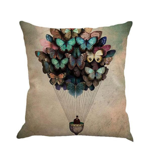 

butterfly painting linen cushion cover throw waist pillow case sofa car waist 45x45cm llama party home decor cartoon de jllvmb