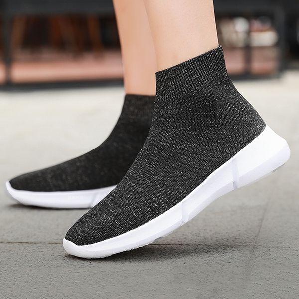 

spring women shoes light breathable fashion woman vulcanized shoes comfortable sneakers women casual socks platform shoes y200424, Black
