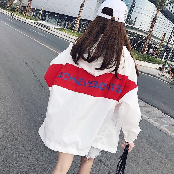 

women's jackets kpop sun protection jacktes womens contrast color perspective casual loose sunscreen coats 2021 summer autumn outerwear, Black;brown