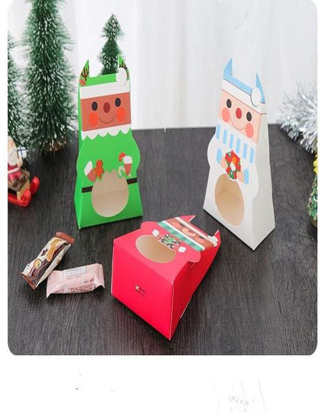 

lbsisi life 4шт рождественские конфеты cookie бумаги коробка santa claus снеговик подарок diy рождественские пакеты упаковочные коробки wmtz