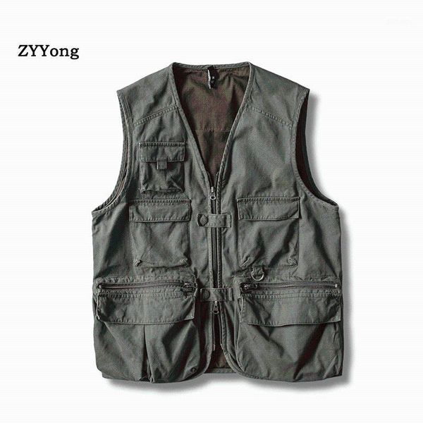 

new cotton men's vest coat multi pocket solid sleeveless jacket fashion streetwear hip hop casual youth pgraphy waistcoat1, Black;white