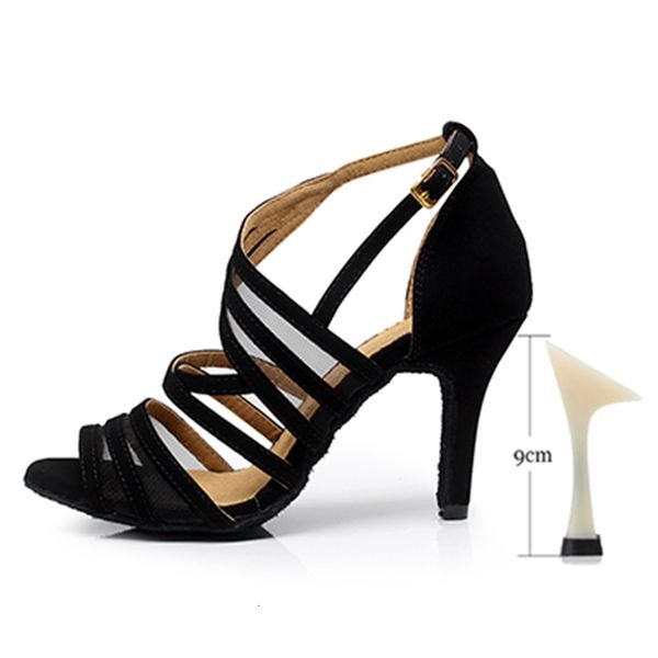 

2021 new woman flannel latin ballroom sandals girls high heel waltz tango dance kids pratice latino shoes for women 1 x50b, Black