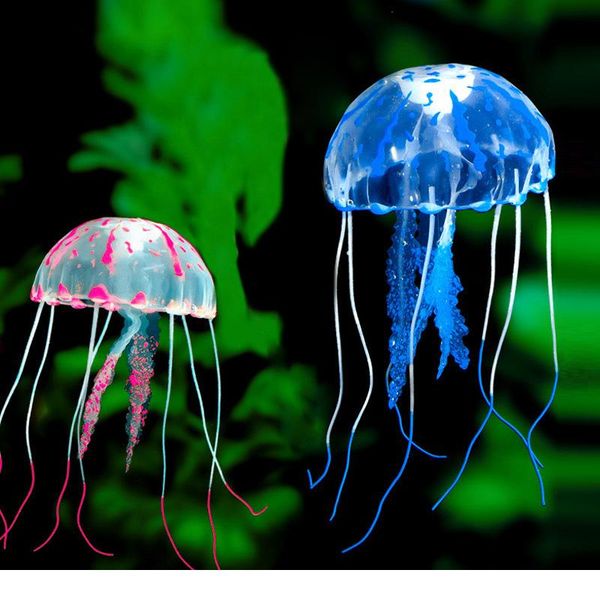 

2 шт. светящийся эффект искусственные медузы рыбные аквариумы аквариум украшение sil желлы рыбные танки маленький орнамент розовый + b bbypw, Black