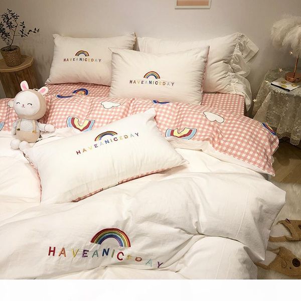 

bedding sets nordic ins cotton washed cotton four-piece 100 100% cotton bed sheet person dorm ticking 3 san 4 jian tao bedding duvet cover