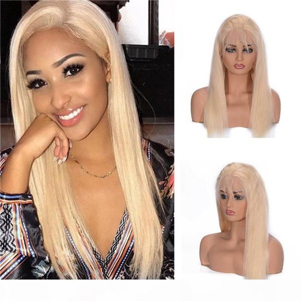 

613 blonde silky straight lace front wig full lace wigs human hair pre plucked hairline with baby hair brazilian peruvian hair, Black;brown