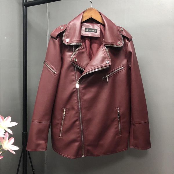 

2021 new autumn false pu leather jacket from female rebound outwear t25a, Black