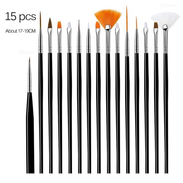 

15pcs nail brush set dotting pen gem picking gel paintbrush fan builder manicure lines liner flower pattern drawing diy jllkzt
