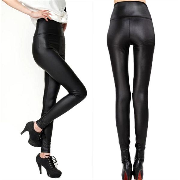 

women faux leather leggings winter keep warm high waist jegging ankle length large size plus female legging xs 4xl, Black