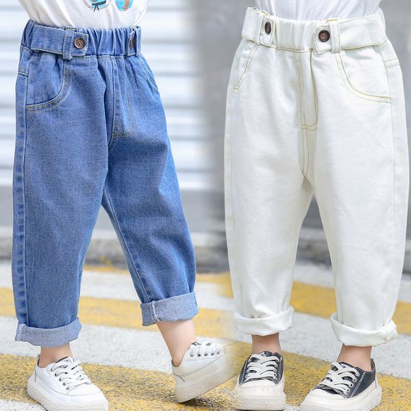 

jeans child infant blue jeans pants for boys 7 year kids jeans for girls loose elastic waist white denim pants legs fashion boys lj200819