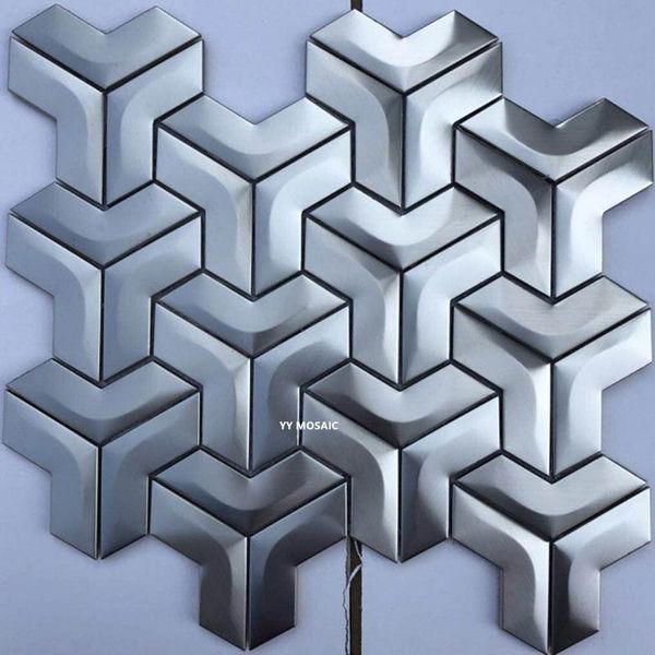 

new design special shape 3d brushed metal mosaic tile golden silver rose gold diy kitchen backsplash modern home decor wall tile