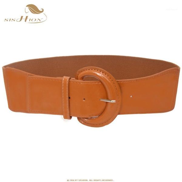 

sishion vintage leather women belt wide girdle fashion decoration for dress female waist elastic belt sp03591, Black;brown