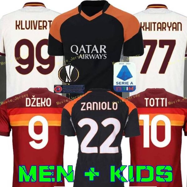 

soccer jerseys as de rossi roma dzeko zaniolo rome totti perotti kolarov 20 21 football shirt 2020 2021 men kids kit uniforms maillot third, Black;yellow