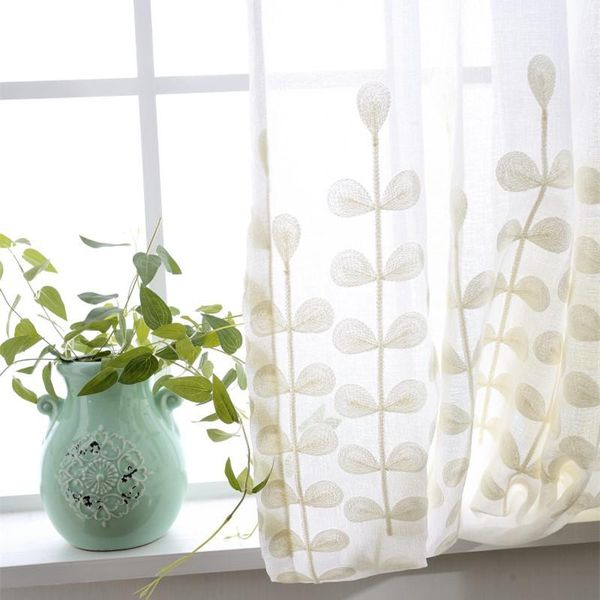 

embroidered leaves voile curtains pattern luxury tulle window curtain for living room bedroom l window tulle home decor