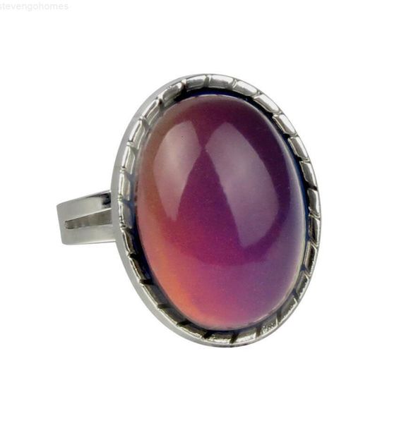 

emotion new change feeling mood oval changeable gemstone ring temperature control color rings adjustable finger band for, Silver