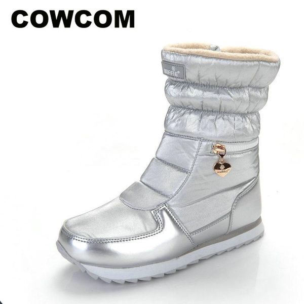 

cowcom 2020 women snow platfrom thick heels boots snow boots flat bottom non-slip waterproof cotton shoes warm boot jsh-m025, Black