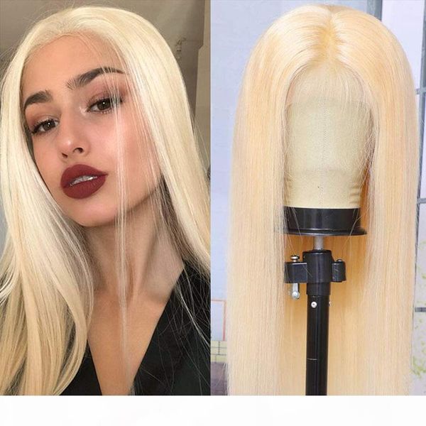 

#613 blonde full lace human hair wigs 613 blonde lace frontal human hair wigs brazilian virgin straight hair transparent lace 8~20 inches, Black;brown