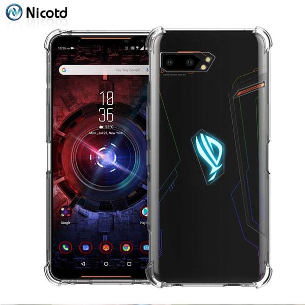

bgrfasus zs660kl rog mobile phone ii tpu soft shock proof air cushion cover, transparent glass airbag, rog 2 mobile phone rear anti-collis