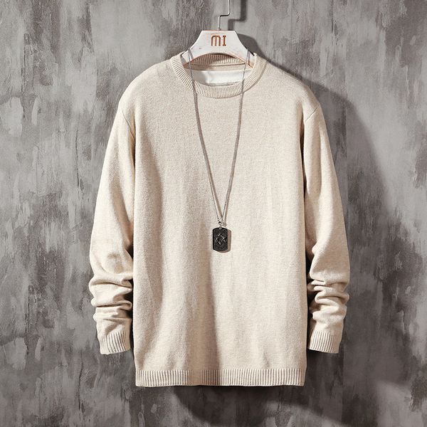 

2021 new fashion classic o-neck sweater men's oversize pull plus size -5xl long sleeves pullover for autumn spring winter drsk, White;black