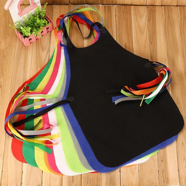 

62*42cm children apron non-woven fabric painting activities art painting aprons cooking baby pinafore solid color kitchen aprons
