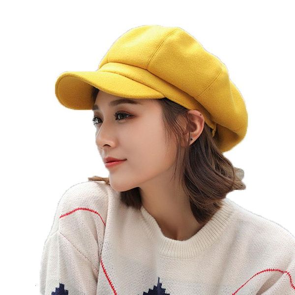 

solid color woolen beret hat women autumn winter thick warm retro painter cap daily wear hat gift for girls, Blue;gray