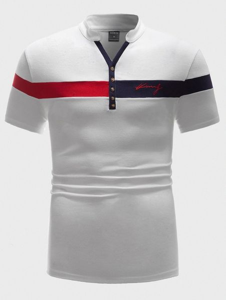 

men colorblock & letter graphic polo shirt v32d#, White;black