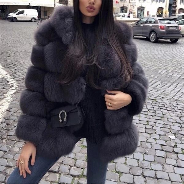 

new winter sheep fox plus size women warm long sleeve faux jacket hooded fur coat overcoatx1016, Black;brown