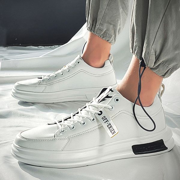 

casual mens shoes trendy breathable white shoes trendy sports skate shoes comfortable spring and autumn casual leather fashionable hig, Black
