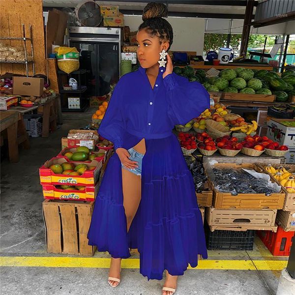 

fashion mesh patchwork dresses women long lantern sleeves buttons shirts vestidos solid color female elegant long dress autumn1, Black;gray