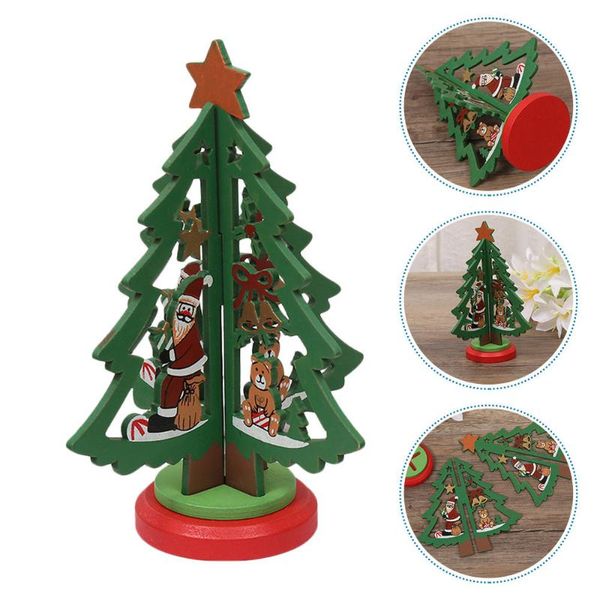 

1pc wooden christmas tree diy mini xmas tree deskdecor christmas scene decor
