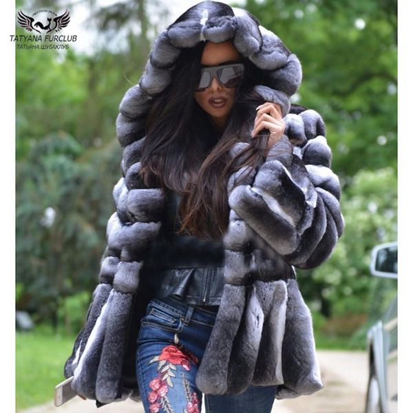 

tatyana furclub real fur coat winter fur jacket for women thick warm rex outerwear with hood luxury full pelt jackets, Black