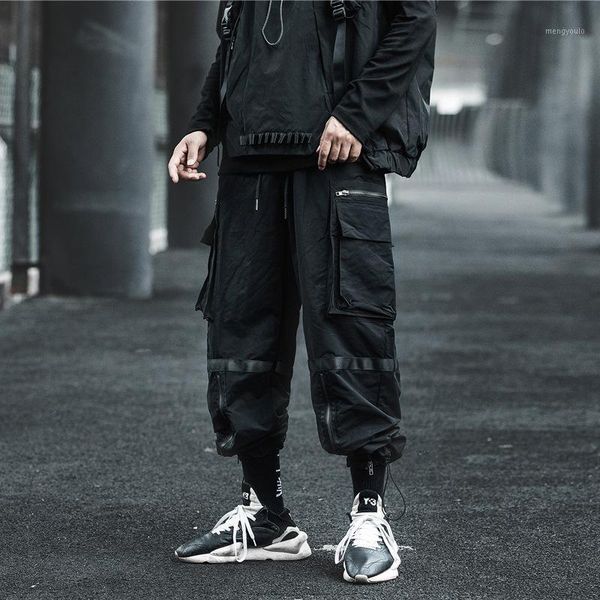 

japanese tooling techwear hip hop casual side pockets track pants men autumn trousers pencil tactical black male cargo pants1