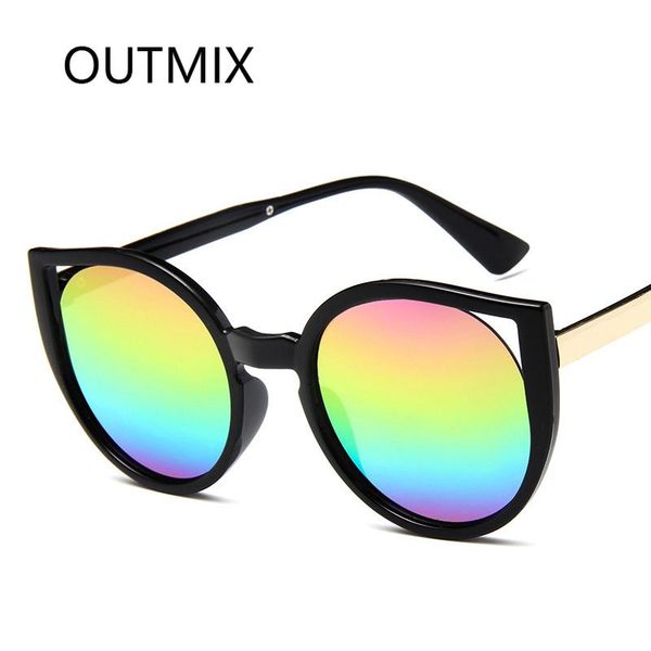 

classic oversized sunglasses women's fashion cat eye sun glasses lady vintage colorful mercury mirror eyewear uv400 shade oculos, White;black