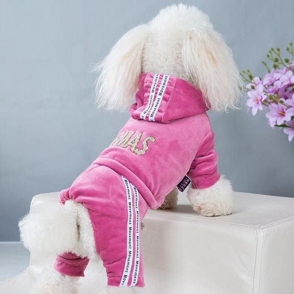 

pet clothes french bulldog autumn winter golden velvet four-leg sportswear teddy small and medium puppies hoodie jumpsuit