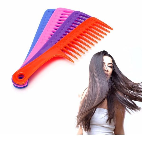 

wide tooth handle hairdressing salon anti-static plastic hair comb detangling wi jlltgt, Silver