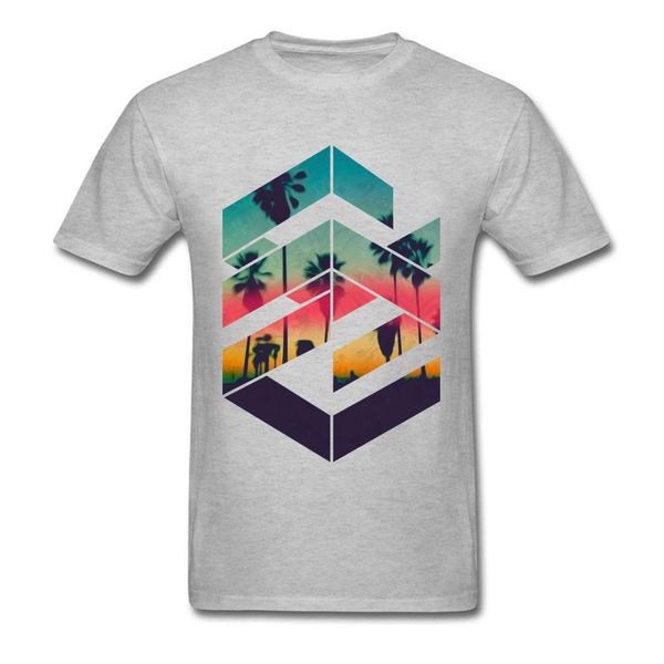 

sport comfortable short sleeve t shirt summer/fall new fashion crewneck pure cotton men t-shirt bali geometric sunset beach view