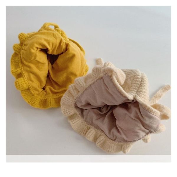 

baby girl hats solid color baby hats & caps for 4-24 months newborn babies knitted hat with lace qylmzz, Yellow