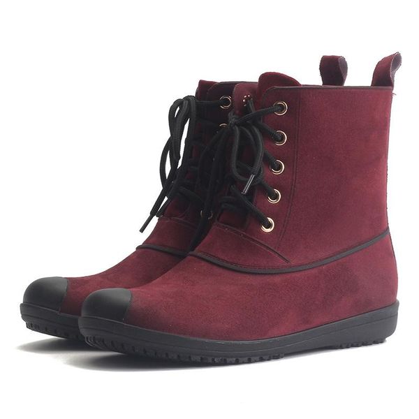 

boots non-slip waterproof women's fashion tube frosted rain women pvcmartin ladies four seasons rubber shoes, Black