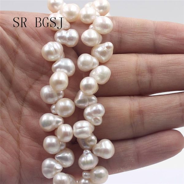 

sr natural drilled baroque drop white freshwater pearl jewelry beads strand 15" t200507