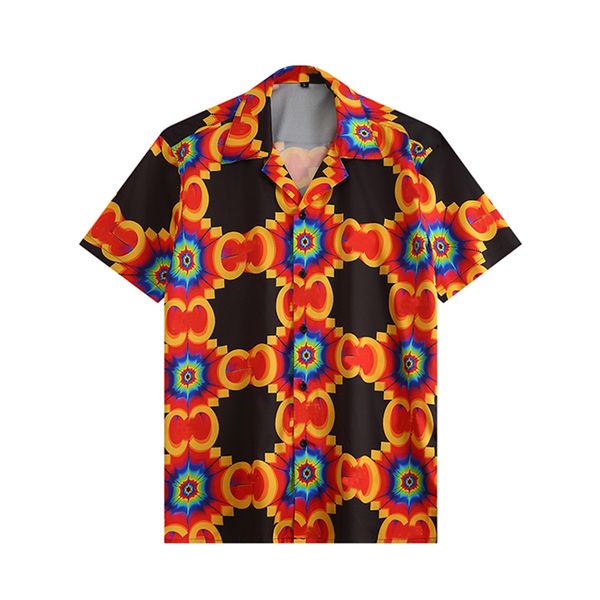 

2022 luxurys designers blouse shirts mens fashion geometric letter print tshirt casual shirts men short sleeve turn down collar dress shirt, White;black