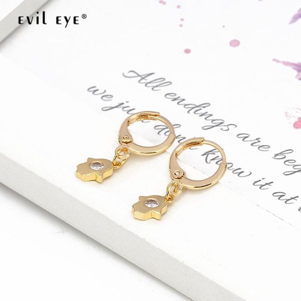 

dangle & chandelier evil eye fatima hamsa hand drop earrings gold color copper simple small fashion jewelry for women girls be82, Silver