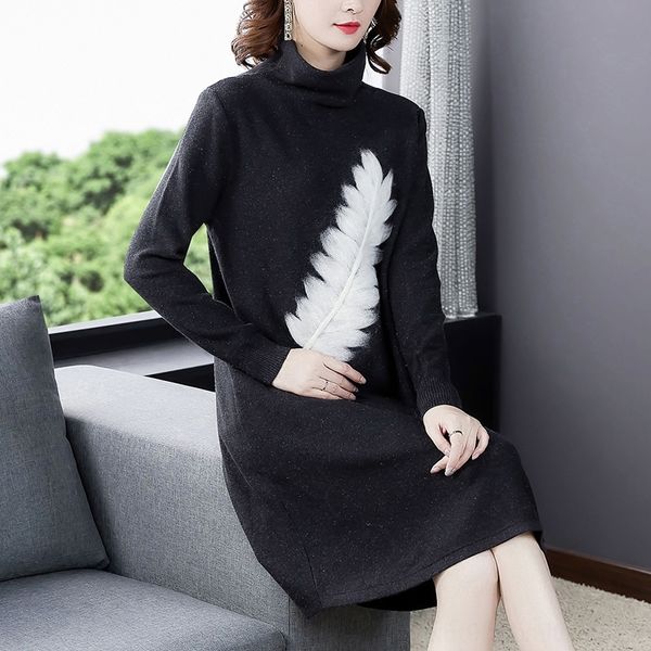 

9zyw1 long woolen dress with loose sweater foreign women's new inside style winter collar skirt shirt for autumn high 2020 long bottomi, White;black