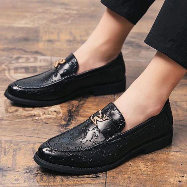 

2021 new men shoes pu leather slip on round toe casual business shoes outdoors comfortable loafer shallow classic spring autumn concise dh60, Black