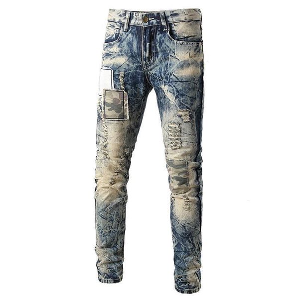 

new arrivals men's fashion jeans causal washed trousers slim straight denim pants, Blue