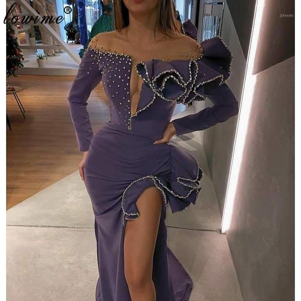 

purple mermaid formal evening dresses 2020 long fashion couture muslim prom dress with side split beading simple vestidos1, White;black