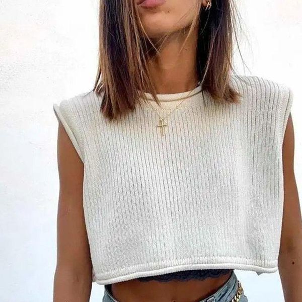 

sweaters for women crop pullover tank street autumn winter fashion knitted sweater vest women vintage woman sweaters1, White